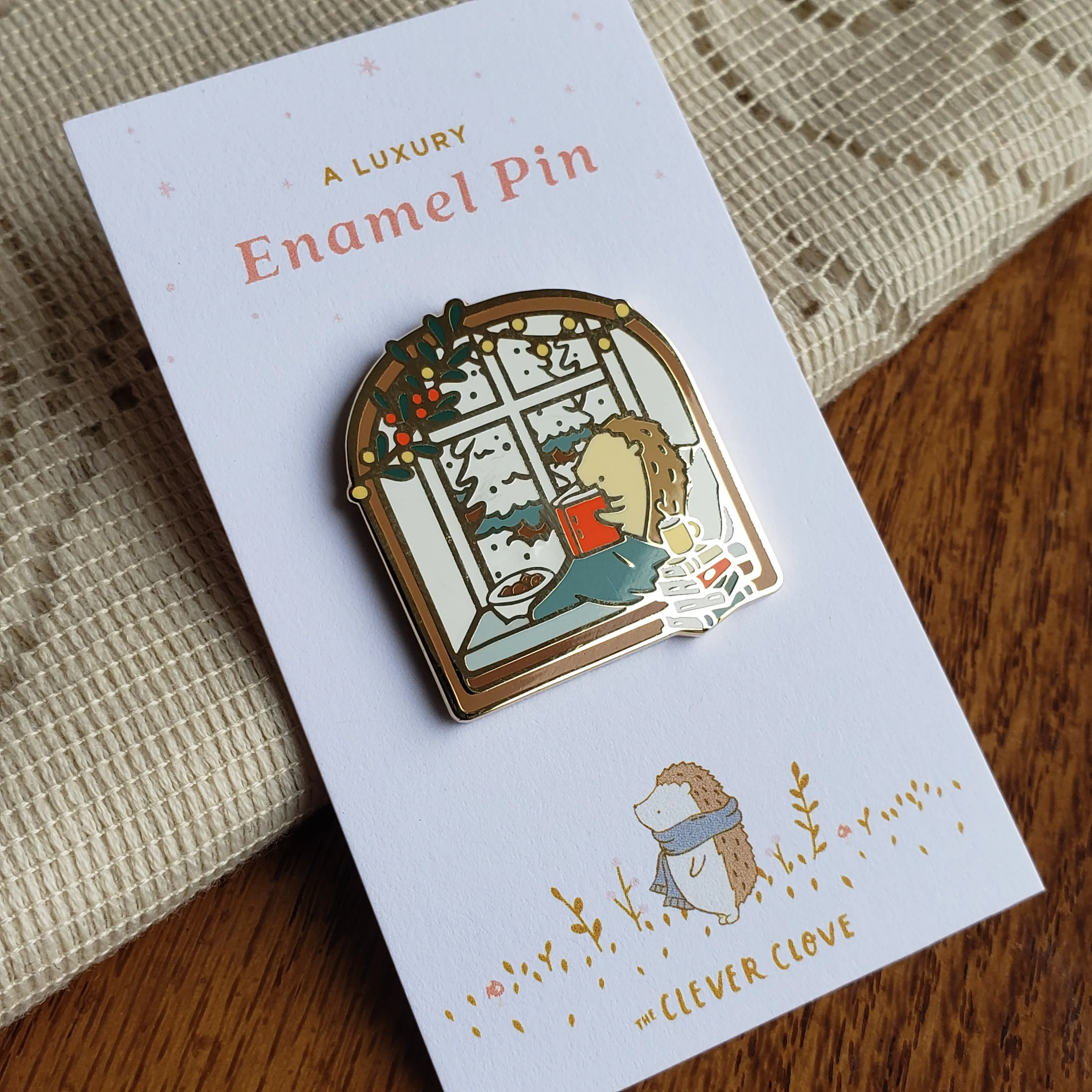 Winter Reading Nook Enamel Pin