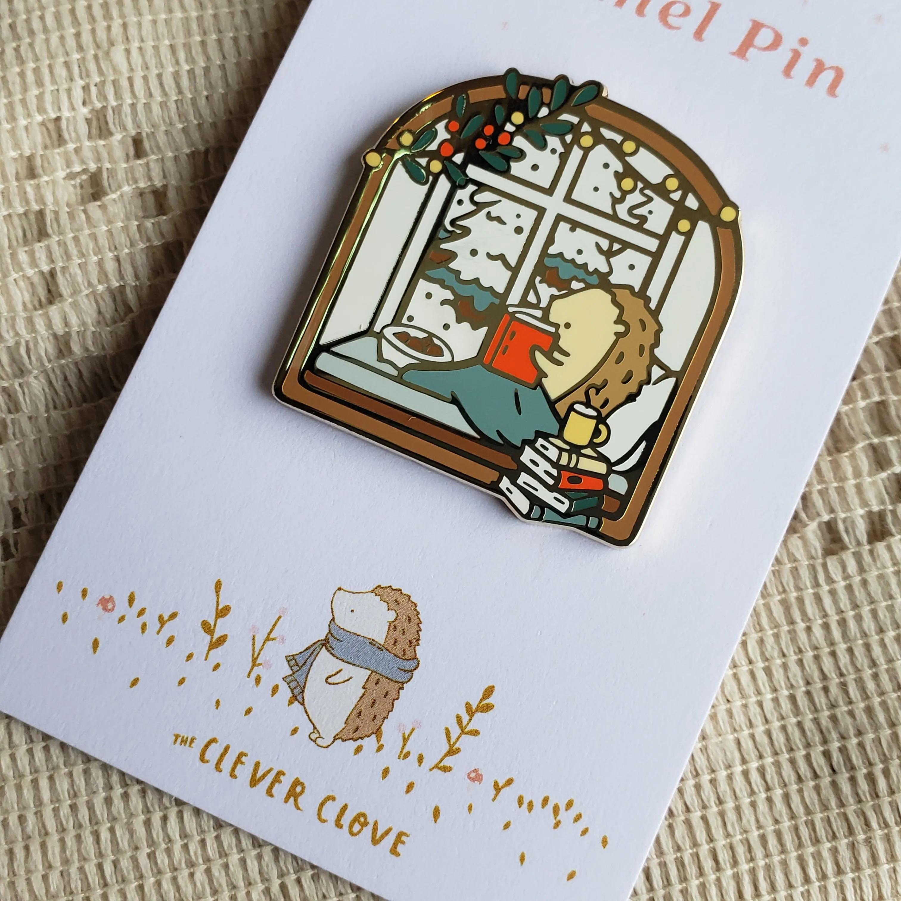 Winter Reading Nook Enamel Pin