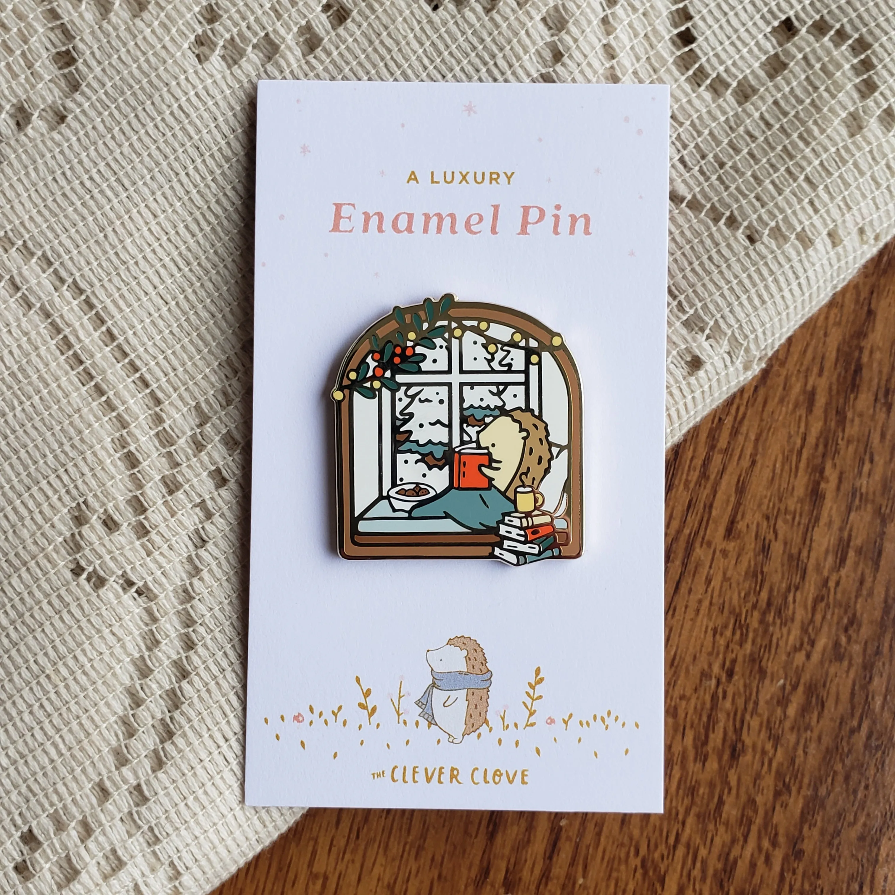 Winter Reading Nook Enamel Pin