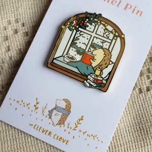 Winter Reading Nook Enamel Pin