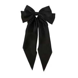 Women Casual Headdress Ribbon Hairclip Hair Fashion Hairpin Bow Satin Women Vintage Clip Bowknot (Black, One Size)