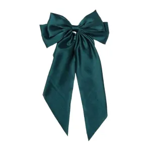 Women Casual Headdress Ribbon Hairclip Hair Fashion Hairpin Bow Satin Women Vintage Clip Bowknot (Green, One Size)