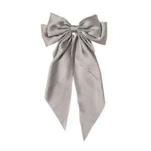 Women Casual Headdress Ribbon Hairclip Hair Fashion Hairpin Bow Satin Women Vintage Clip Bowknot (Grey, One Size)