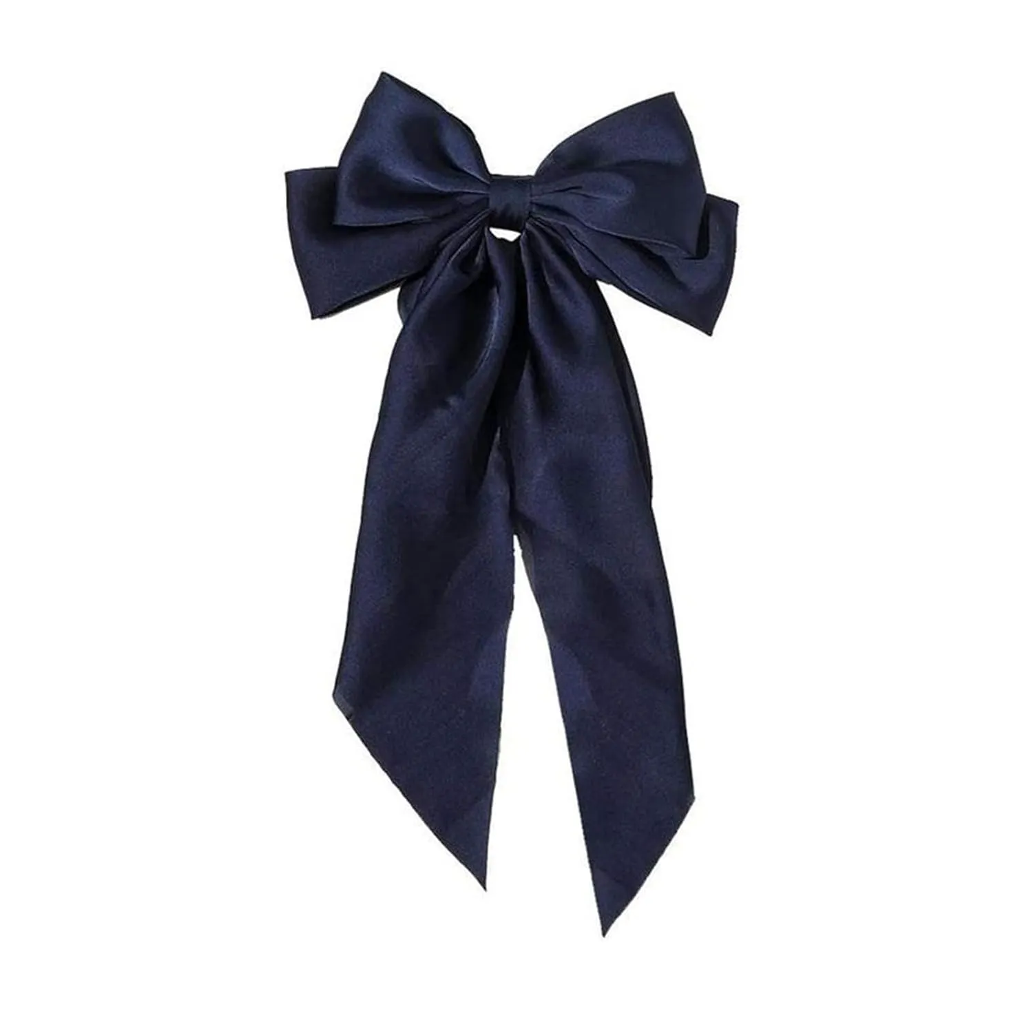 Women Casual Headdress Ribbon Hairclip Hair Fashion Hairpin Bow Satin Women Vintage Clip Bowknot (Navy, One Size)
