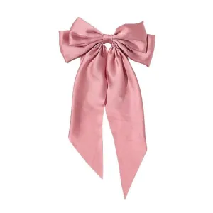 Women Casual Headdress Ribbon Hairclip Hair Fashion Hairpin Bow Satin Women Vintage Clip Bowknot (Pink, One Size)