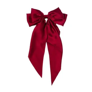 Women Casual Headdress Ribbon Hairclip Hair Fashion Hairpin Bow Satin Women Vintage Clip Bowknot (Wine, One Size)