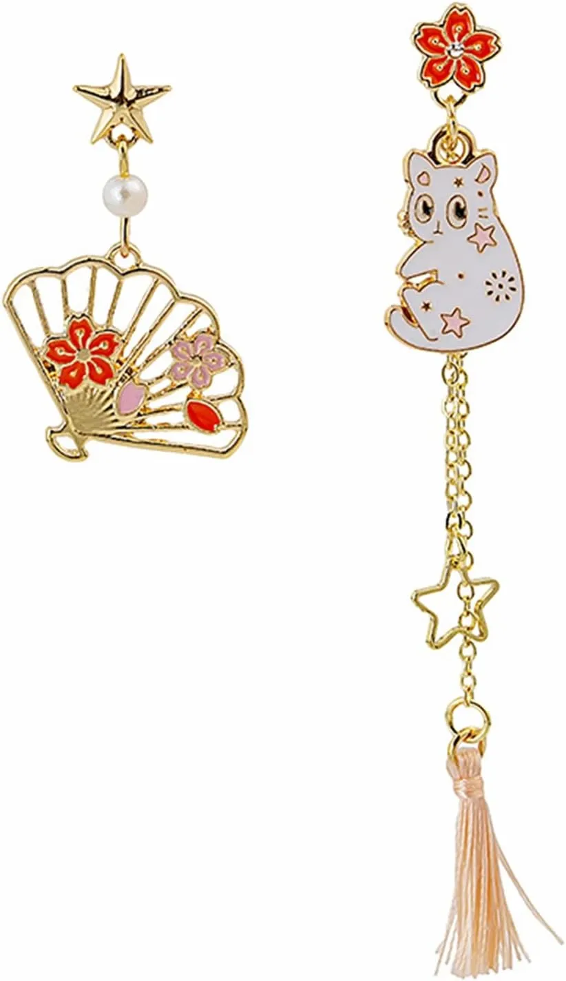 Women Earrings Minimalist Cartoon Animal Earrings Ear Ornament Asymmetric Chic Accessory 1 Pair