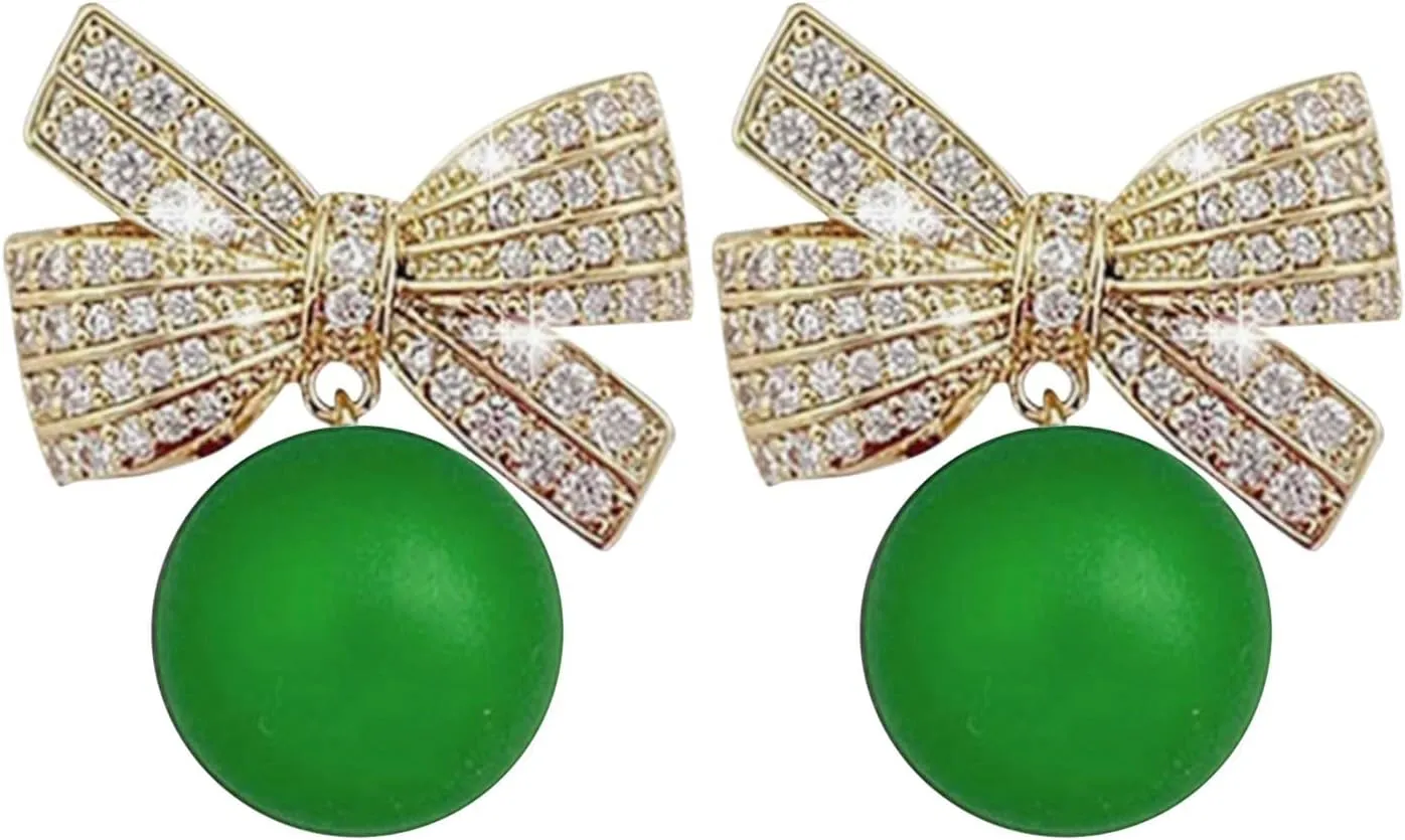 Women's Bow Pearl Earrings Gold-plated Glittering Hypoallergenic Suspension Earrings Party Engagement Jewelry