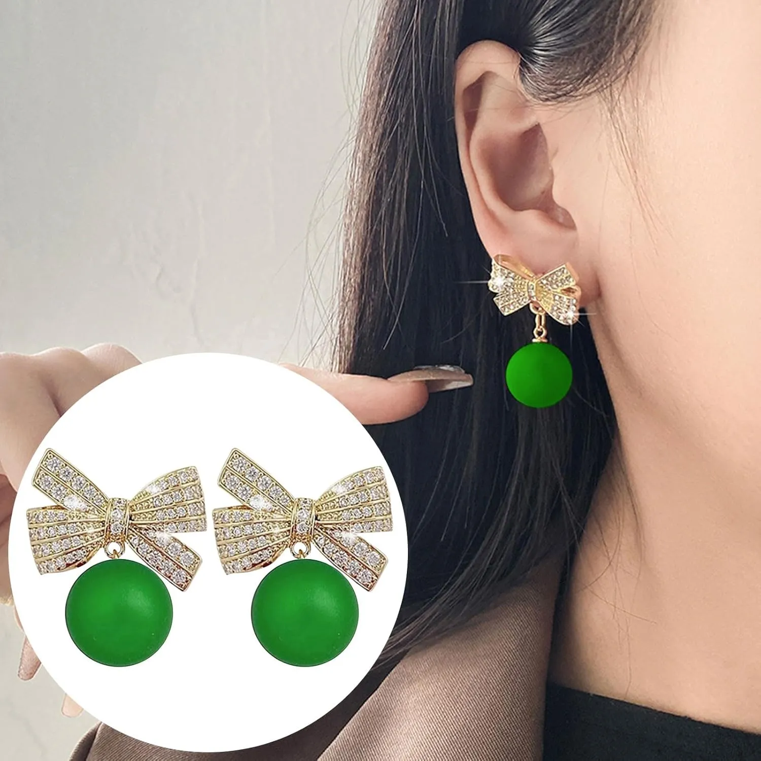 Women's Bow Pearl Earrings Gold-plated Glittering Hypoallergenic Suspension Earrings Party Engagement Jewelry