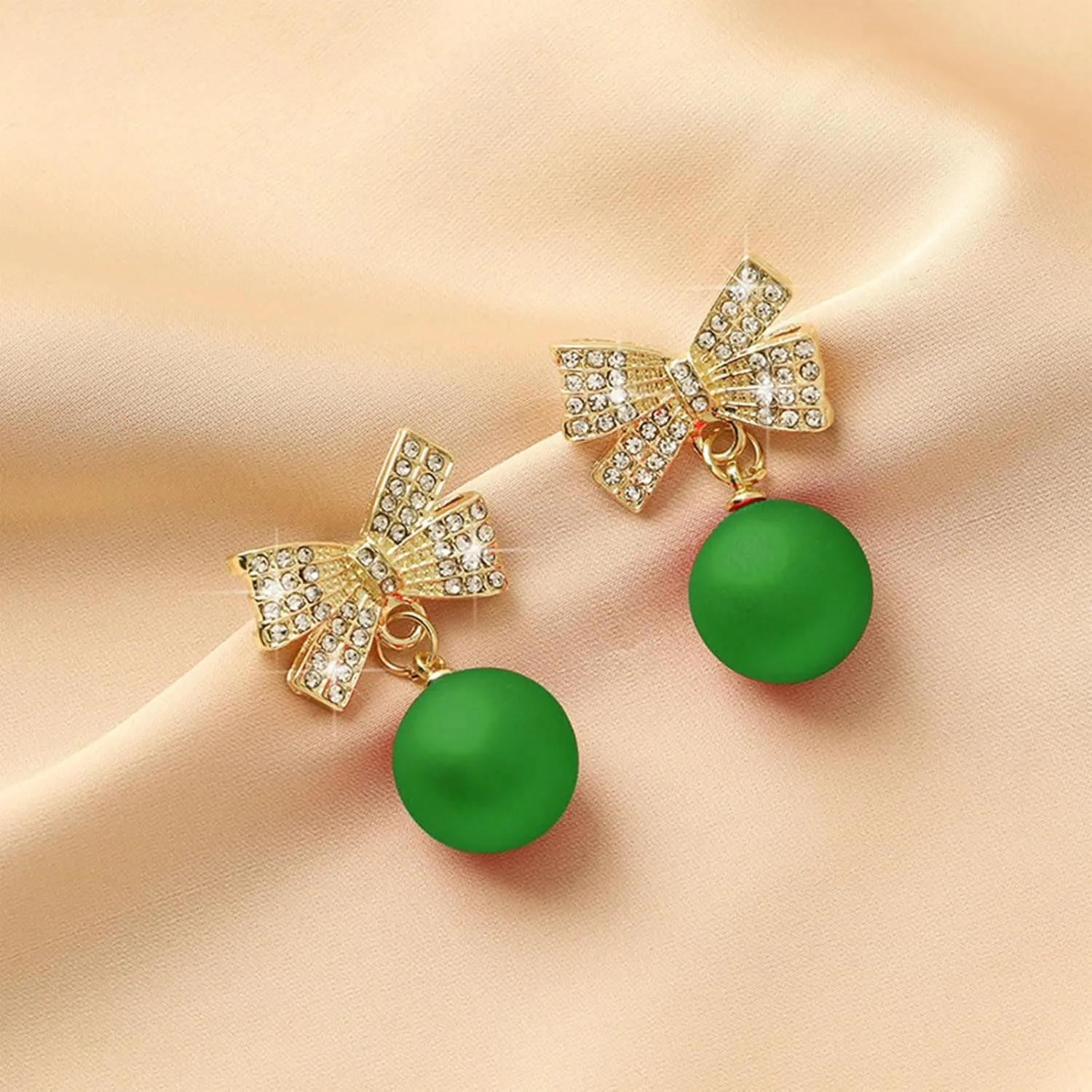 Women's Bow Pearl Earrings Gold-plated Glittering Hypoallergenic Suspension Earrings Party Engagement Jewelry
