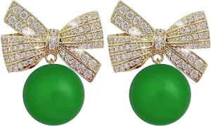 Women's Bow Pearl Earrings Gold-plated Glittering Hypoallergenic Suspension Earrings Party Engagement Jewelry