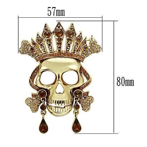 Women's Brooches - LO2407 - Gold White Metal Brooches with