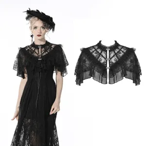 Women's Gothic Layered Falbala Lace Black Cape