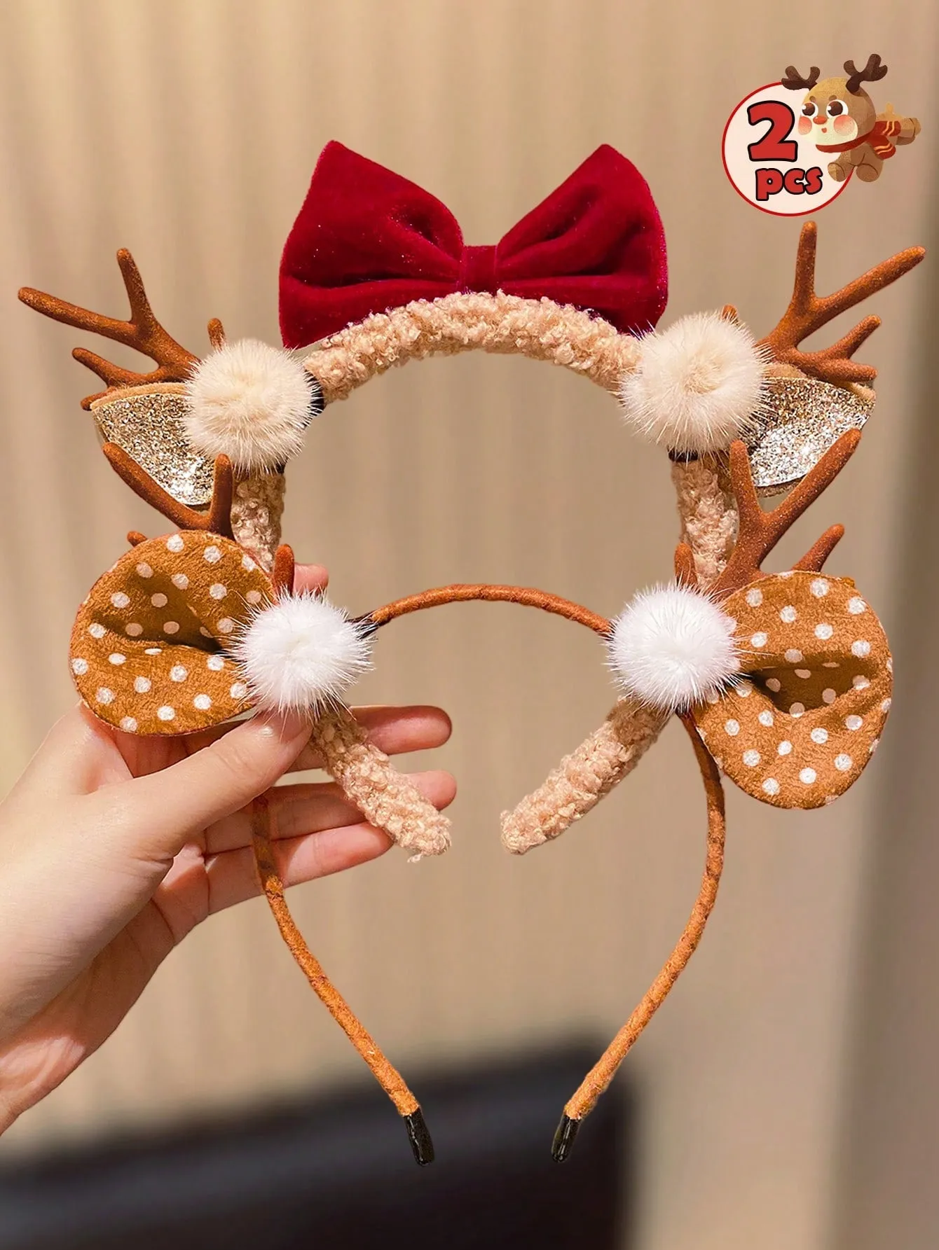 Womens headband|1/2pcs Christmas Reindeer Antler Hair Band, Suitable As Christmas Gift