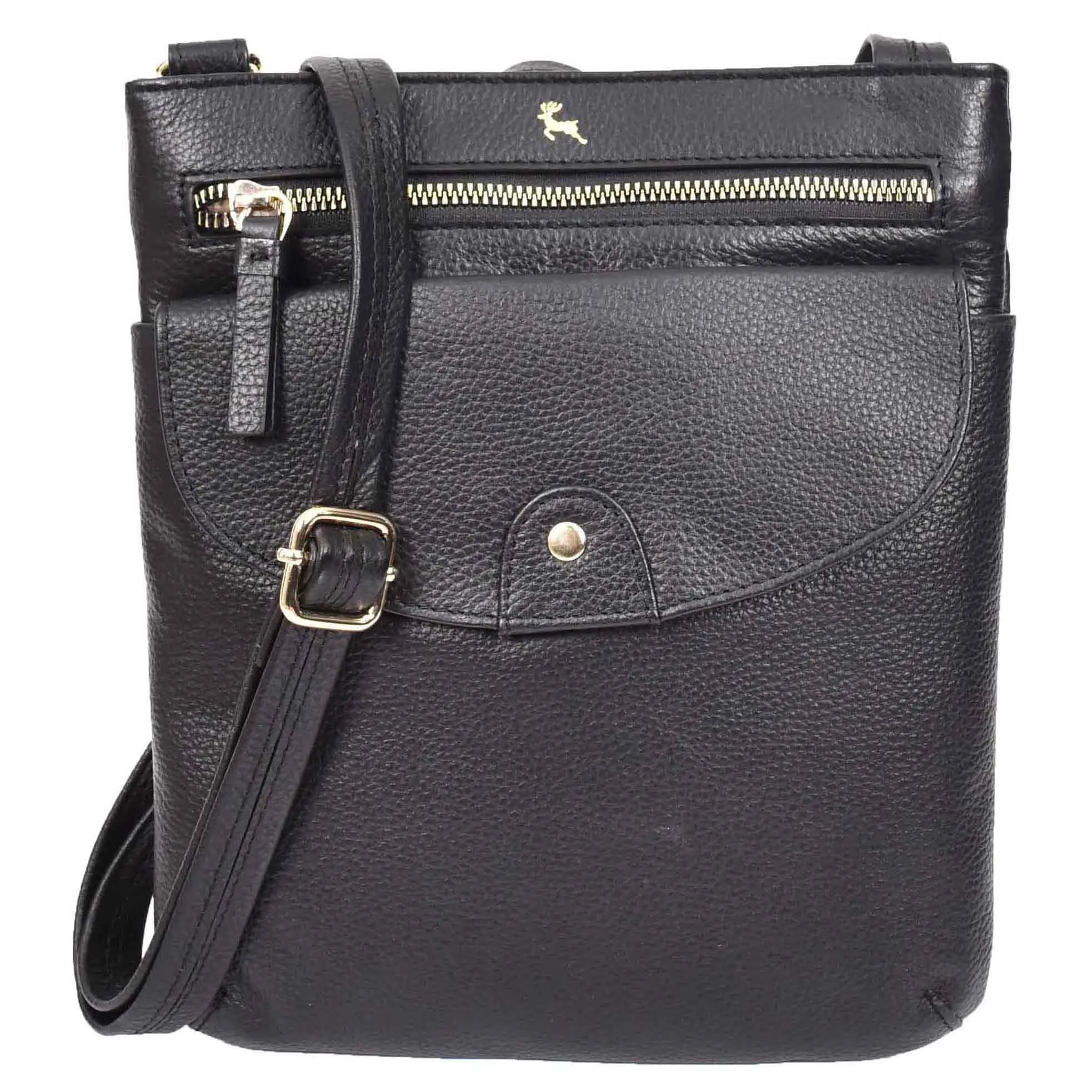 Womens Leather Crossbody Sling Bag Multi Pockets Messenger Skye Black