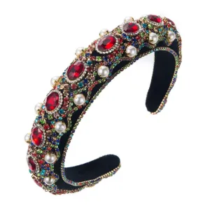 Women's Personalized Alloy Encrusted Diamond Pearl Velvet Hair Bands Vintage Hair Accessories