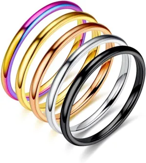 Womens Stackable Ring Comfort Fit Black Titanium Steel Engagement Ring Wedding Band for Men Women in Black Plated