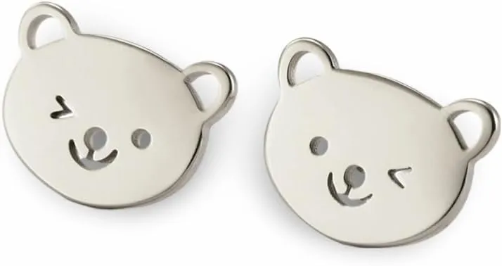 Women's Stainless Steel Minimalist Dove Bird Stud Earrings, Silver Tone Animal Theme Jewelry - Bear Steel