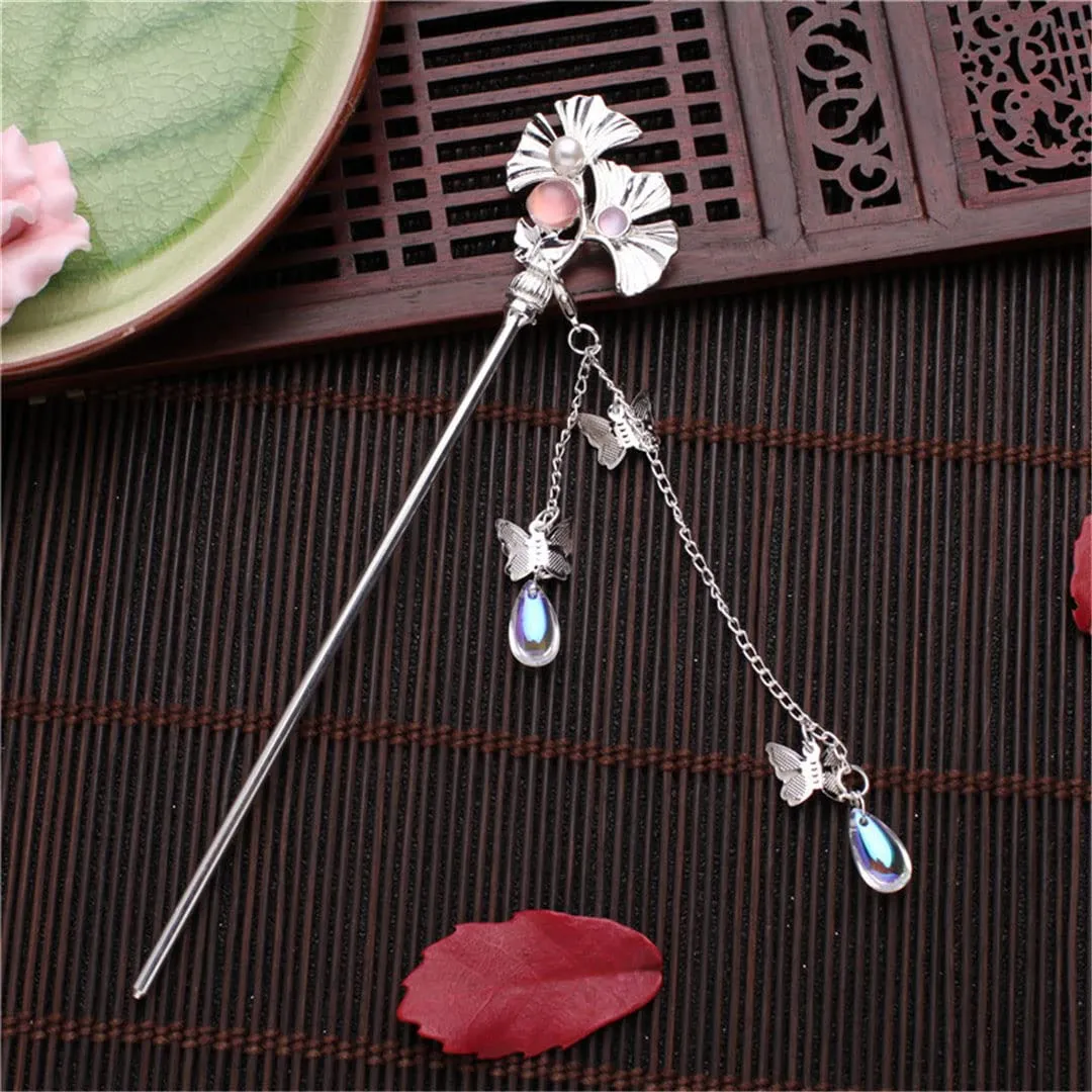 Women's Style Hairpin Ancient Style Treading Flower Pearl Hairpin A