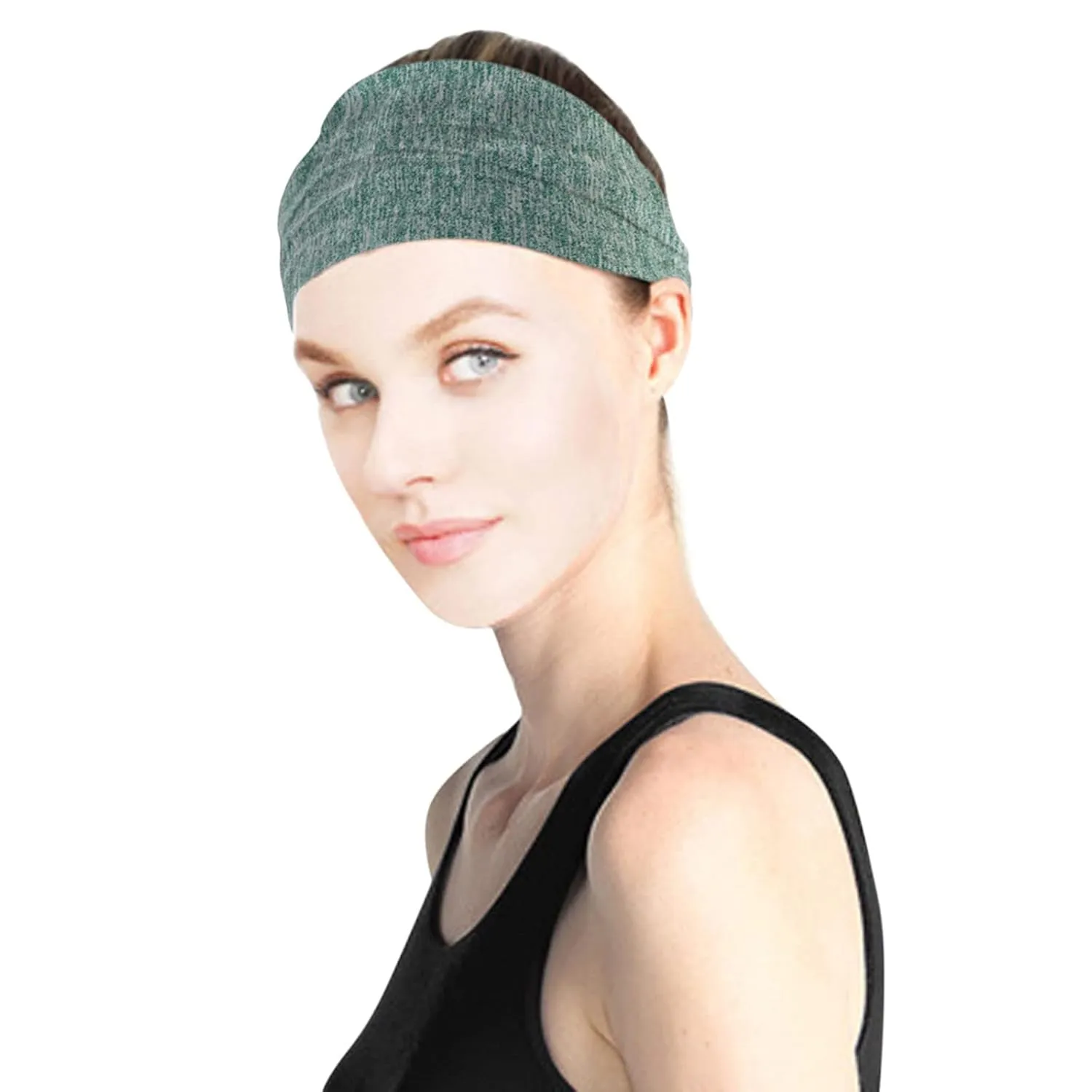 Women's Summer Turbans Ladies Knotted Turban Head Wrap Headband Wide Elastic Headband Sport Yoga (Green, One Size)