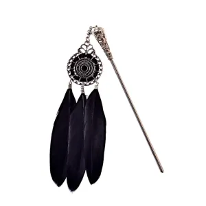 Women's Vintage Feather Long Sweet Hair Boho Long Chain Tassel Hair Style 1
