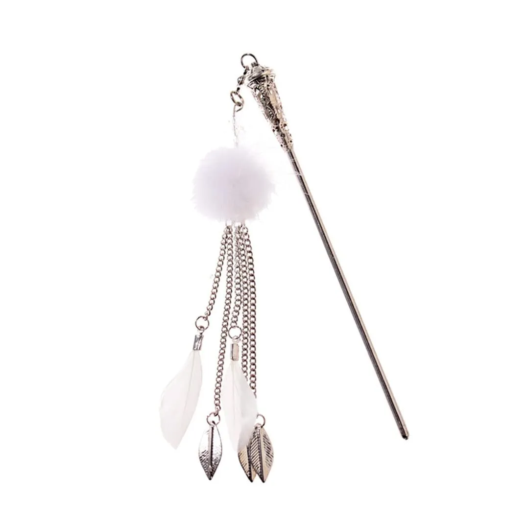 Women's Vintage Feather Long Sweet Hair Boho Long Chain Tassel Hair Style 3