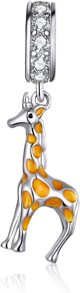 Wonderful Zoo Charm Animal Charm 925 Silver Charm Giraffe,Koala, Elephant Charm fit Pandora Style Bracelet for Animal Lovers (Giraffe Bead)