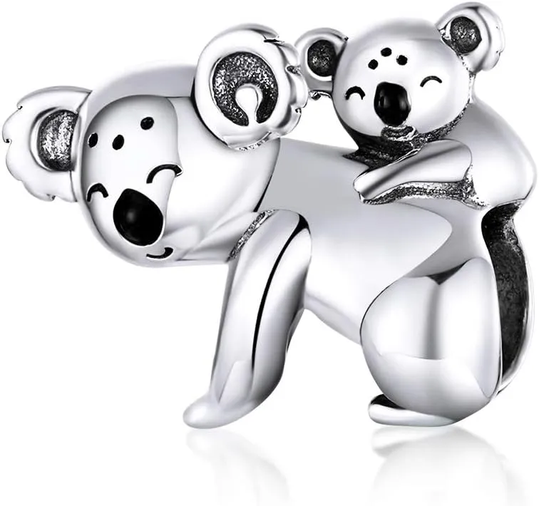 Wonderful Zoo Charm Animal Charm 925 Silver Charm Giraffe,Koala, Elephant Charm fit Pandora Style Bracelet for Animal Lovers (Koala Bead)