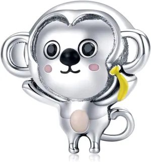 Wonderful Zoo Charm Animal Charm 925 Silver Charm Giraffe,Koala, Elephant Charm fit Pandora Style Bracelet for Animal Lovers (Monkey Bead)