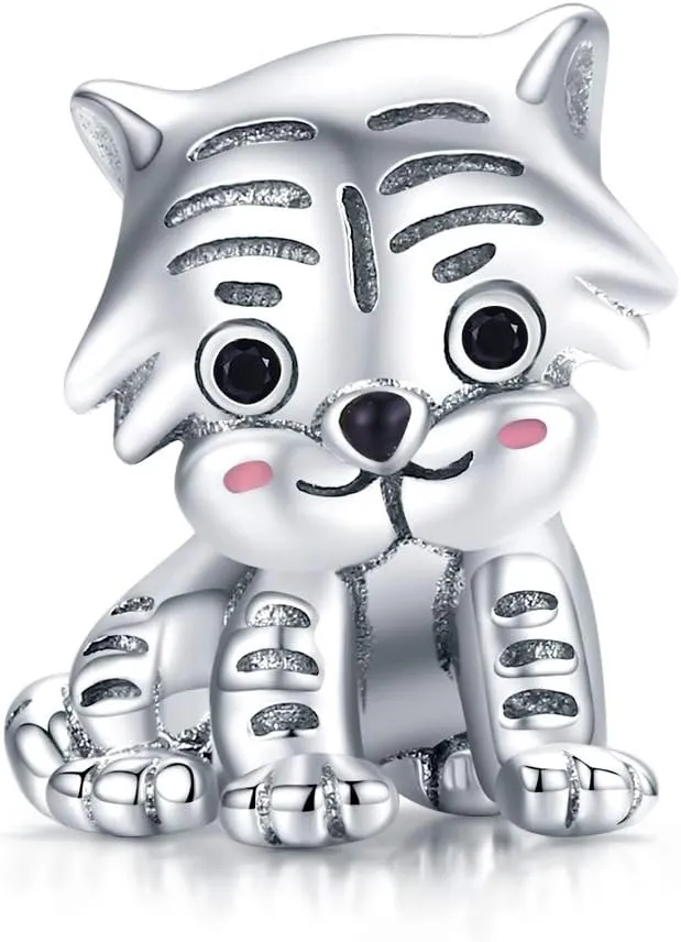 Wonderful Zoo Charm Animal Charm 925 Silver Charm Giraffe,Koala, Elephant Charm fit Pandora Style Bracelet for Animal Lovers (Tiger Bead Bead)