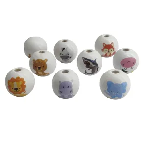 Wooden Cartoon Animal Beads 16x15 MM Hole:3.5 MM Round For Jewellery Making DIY Arts Crafts