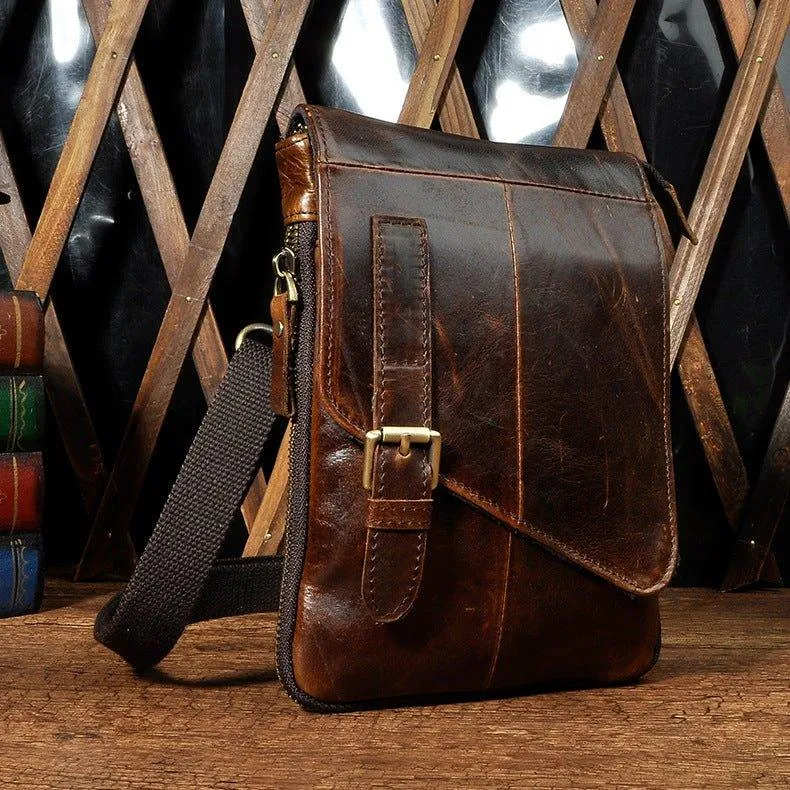 Woosir Vintage Genuine Leather Dual-Use Messenger Shoulder Bag