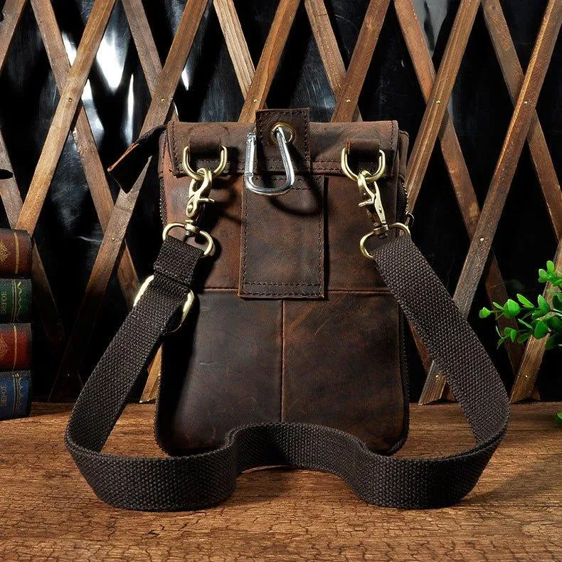 Woosir Vintage Genuine Leather Dual-Use Messenger Shoulder Bag