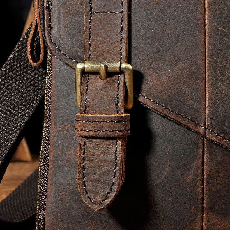 Woosir Vintage Genuine Leather Dual-Use Messenger Shoulder Bag