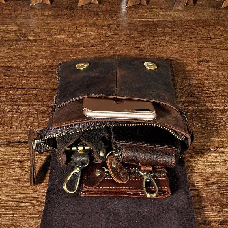 Woosir Vintage Genuine Leather Dual-Use Messenger Shoulder Bag