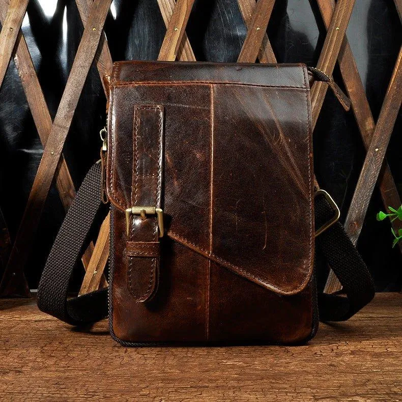 Woosir Vintage Genuine Leather Dual-Use Messenger Shoulder Bag