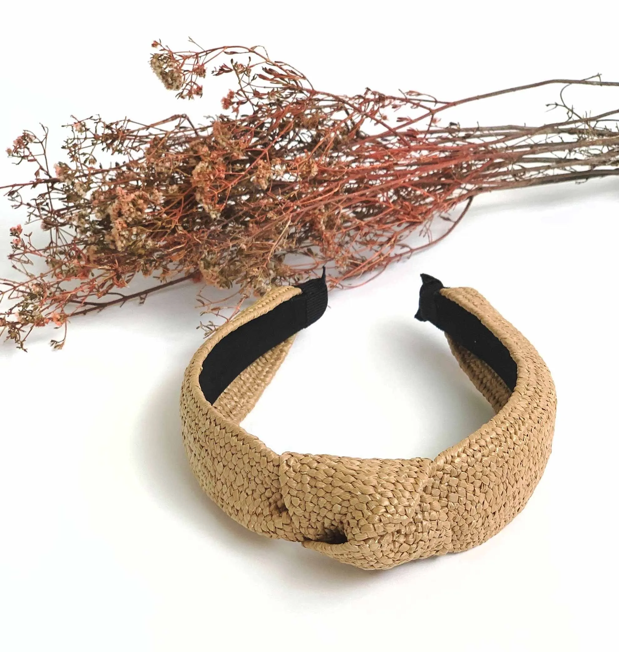 Woven Knot Rattan Headband Style 2 - Natural