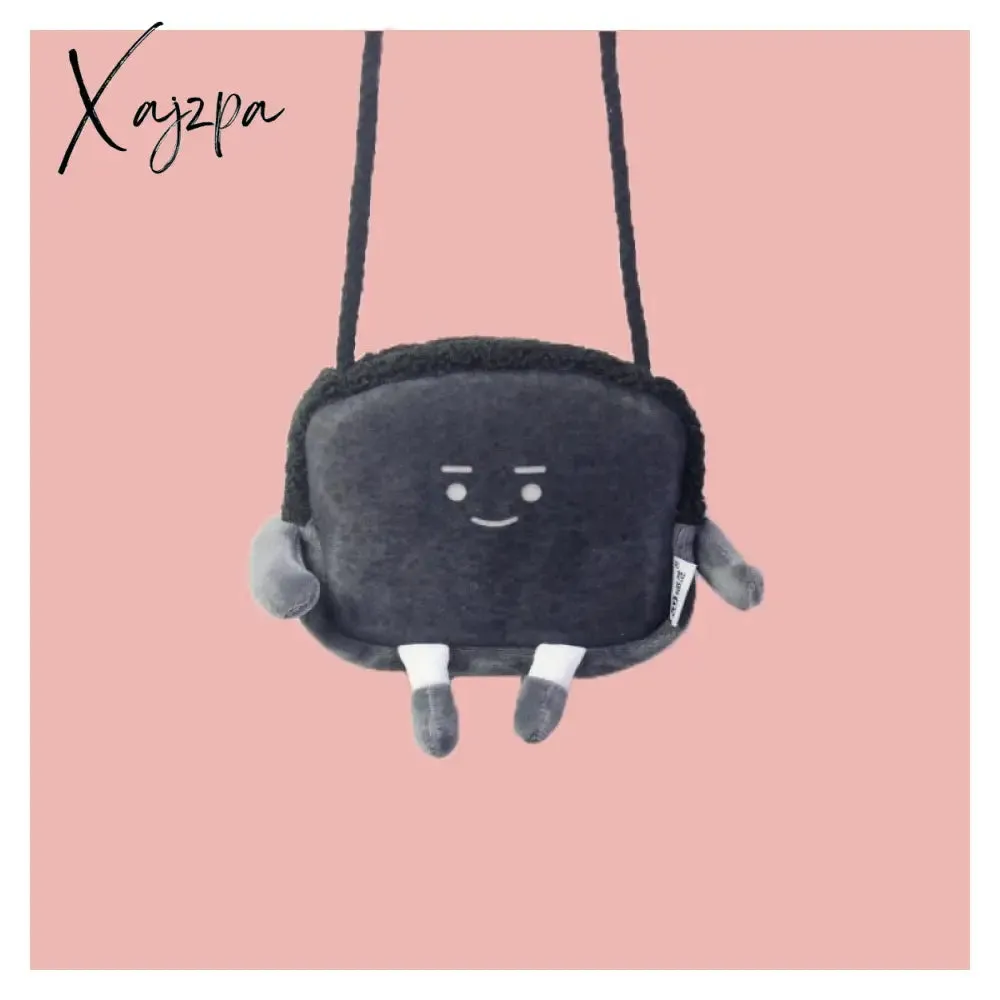Xajzpa - Creative Bread Toast Plush Shoulder Bag Girls Coin Purse Card Holder Female Casual Cute Cartoon Handbags Storage Crossbody Tote