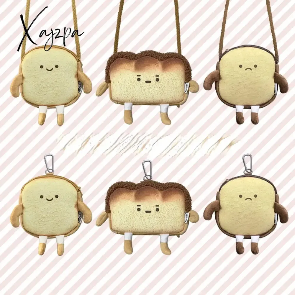 Xajzpa - Creative Bread Toast Plush Shoulder Bag Girls Coin Purse Card Holder Female Casual Cute Cartoon Handbags Storage Crossbody Tote