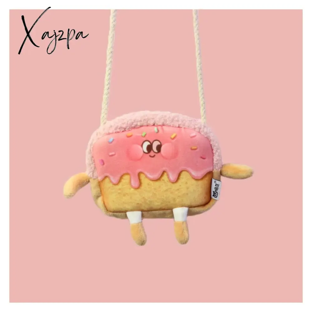 Xajzpa - Creative Bread Toast Plush Shoulder Bag Girls Coin Purse Card Holder Female Casual Cute Cartoon Handbags Storage Crossbody Tote