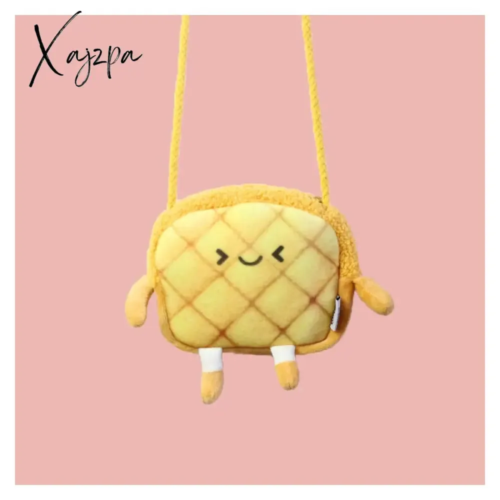 Xajzpa - Creative Bread Toast Plush Shoulder Bag Girls Coin Purse Card Holder Female Casual Cute Cartoon Handbags Storage Crossbody Tote