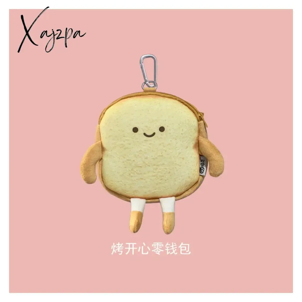 Xajzpa - Creative Bread Toast Plush Shoulder Bag Girls Coin Purse Card Holder Female Casual Cute Cartoon Handbags Storage Crossbody Tote
