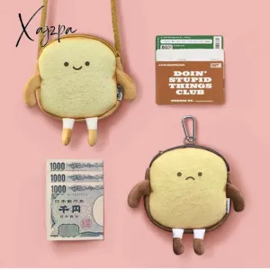 Xajzpa - Creative Bread Toast Plush Shoulder Bag Girls Coin Purse Card Holder Female Casual Cute Cartoon Handbags Storage Crossbody Tote