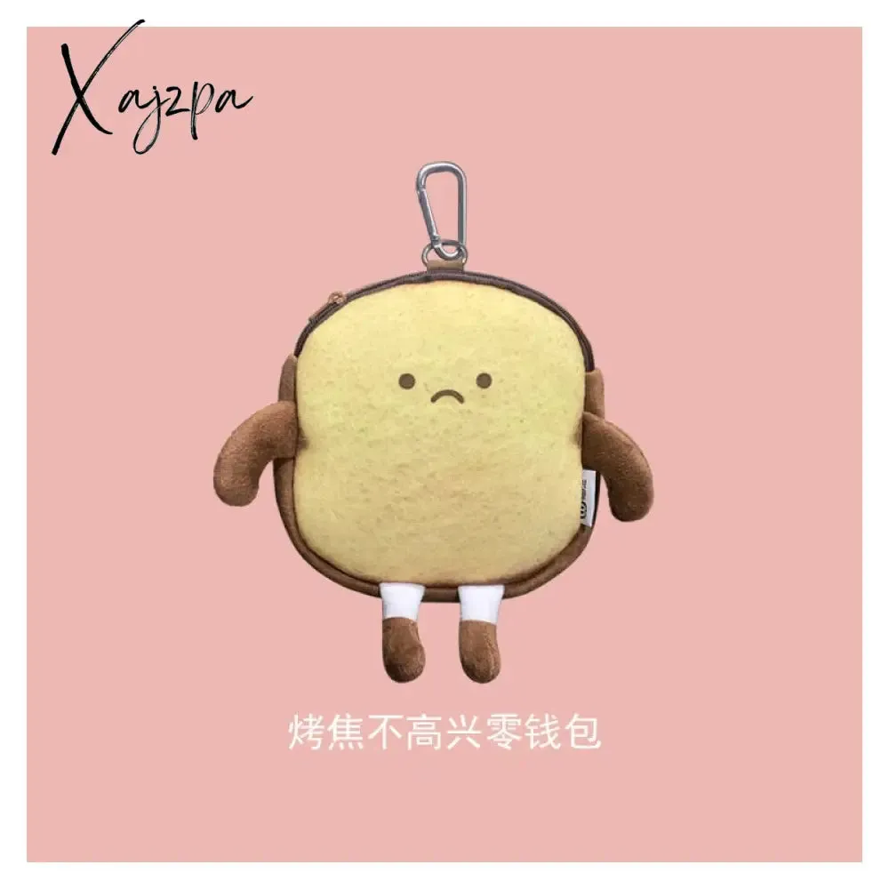 Xajzpa - Creative Bread Toast Plush Shoulder Bag Girls Coin Purse Card Holder Female Casual Cute Cartoon Handbags Storage Crossbody Tote