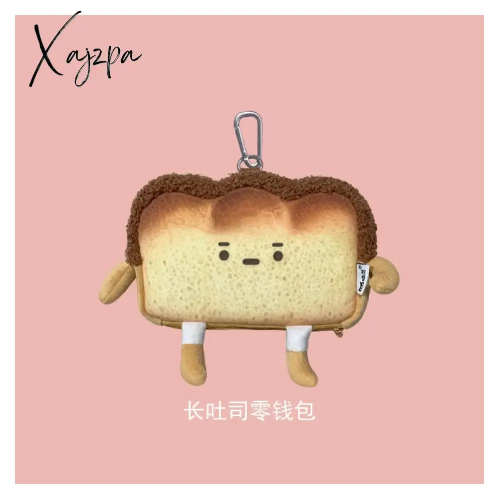 Xajzpa - Creative Bread Toast Plush Shoulder Bag Girls Coin Purse Card Holder Female Casual Cute Cartoon Handbags Storage Crossbody Tote