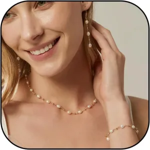 YANCHUN Pearl Jewelry Set for Women Pearls Necklace and Earring Set Wedding Jewelry Set for Brides Pearl Jewelry Costume