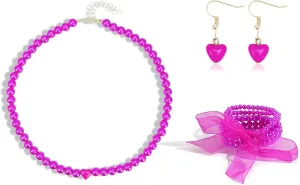 YBMYCM 3 Pcs Faux Pearl Jewelry Set for Women Pearl Jewelry Includes Faux Pearls Choker Necklaces 5 PCS Pearl Stretch Bracelet Pearl Dangle Hook Earrings