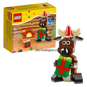Year 2014 Lego Seasonal Series 4 Inch Tall Figure Set 40092 - Christmas REINDEER with Elf Cap and 2 Gift (139 Pcs)
