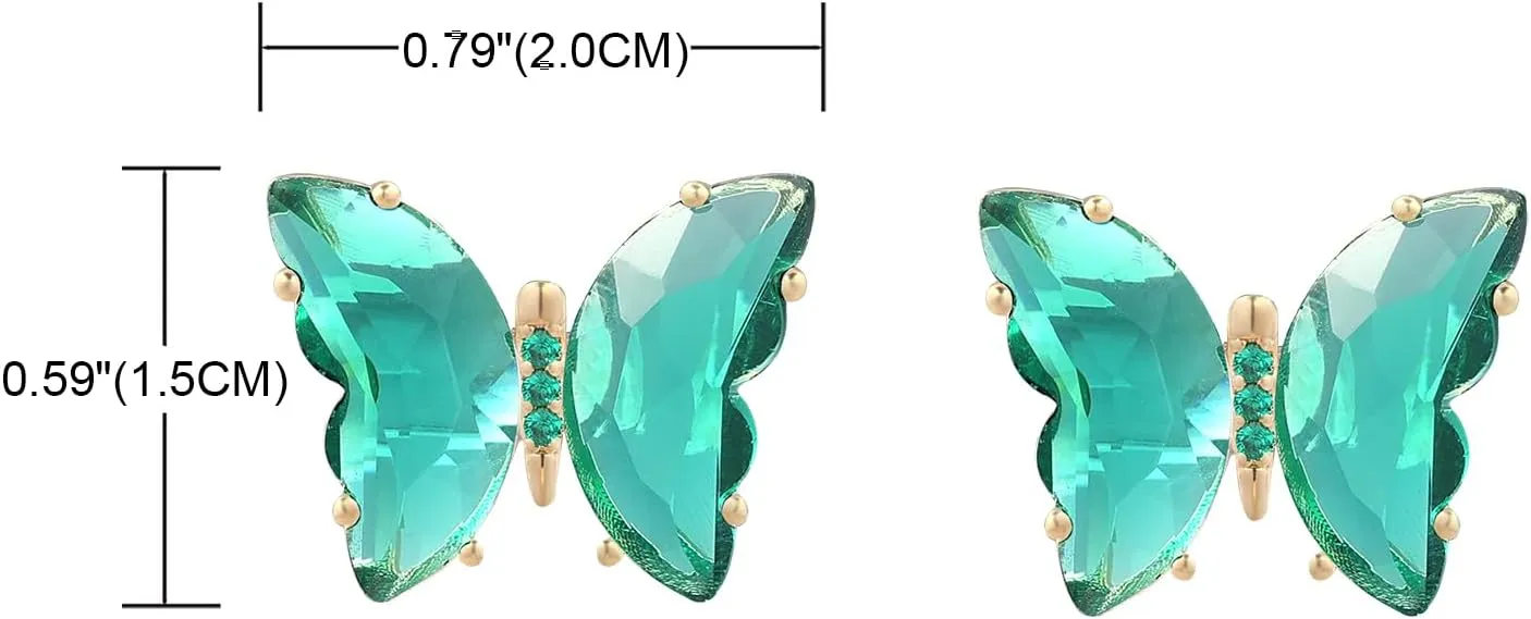 YOQUCOL Butterfly Shape Crystal Gold Stud Earrings for Women
