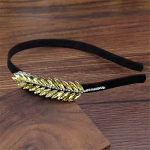Youllyuu AB Crystal Leaf Hairband Rhinestone Headband Hair Accessories For Women Girls